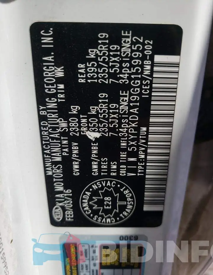 5XYPKDA19GG159952 Photo# 10