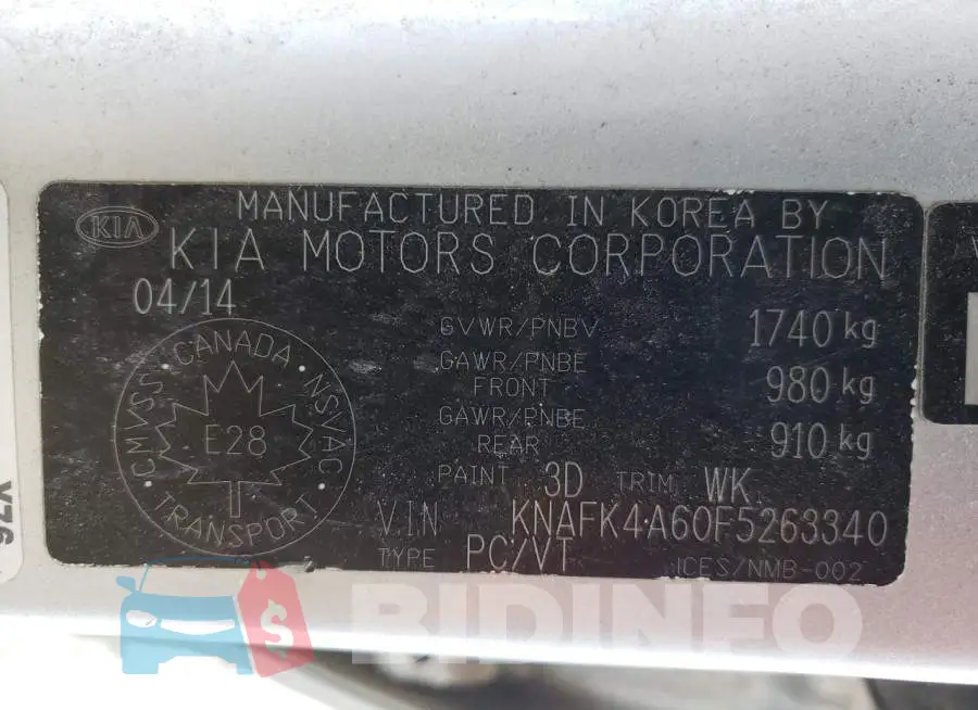 KNAFK4A60F5263340 Photo# 12