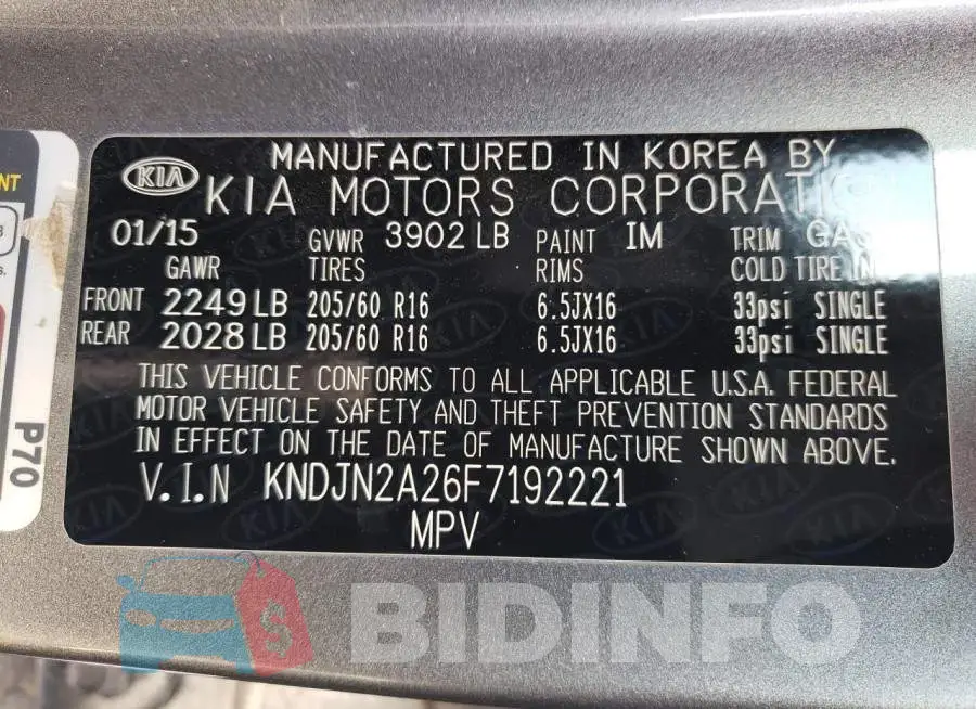KNDJN2A26F7192221 Photo# 13