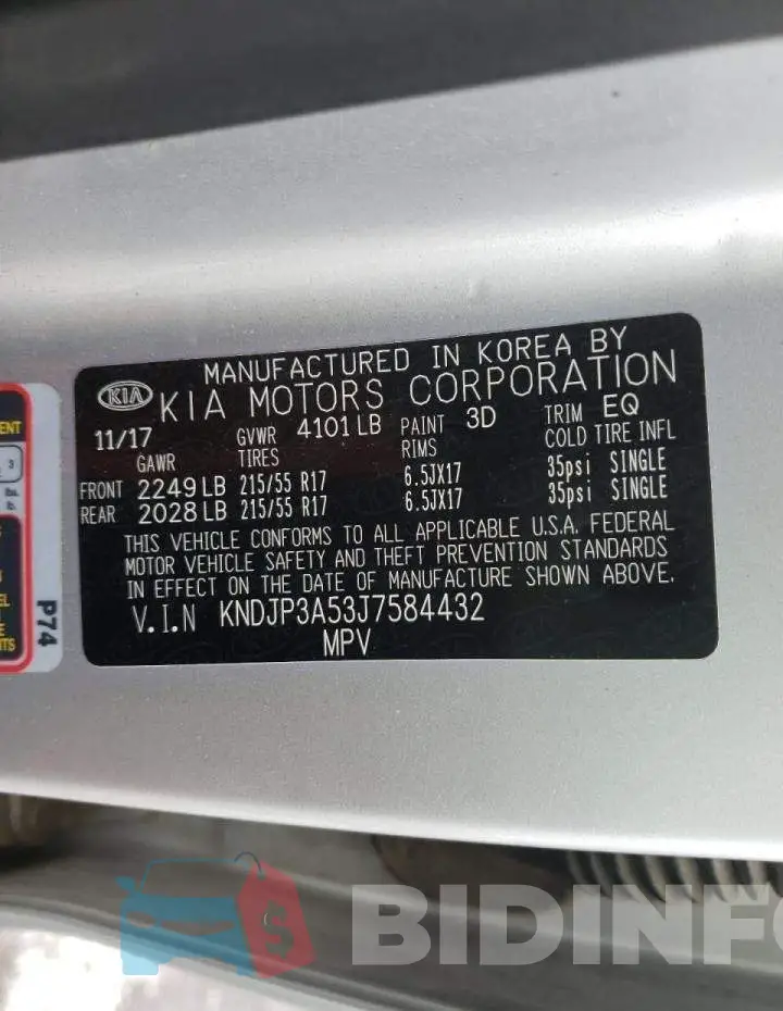 KNDJP3A53J7584432 Photo# 14