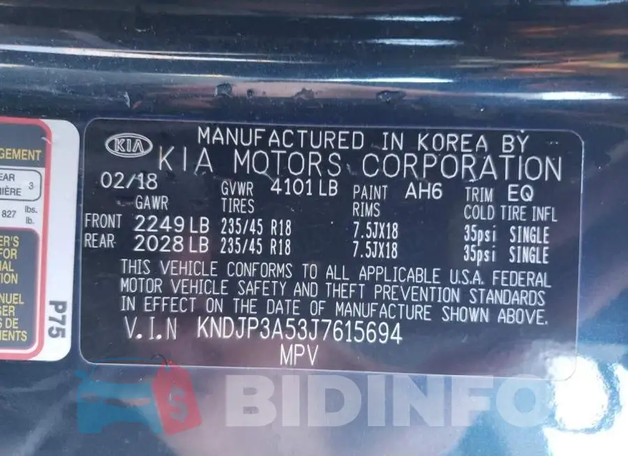 KNDJP3A53J7615694 Photo# 13