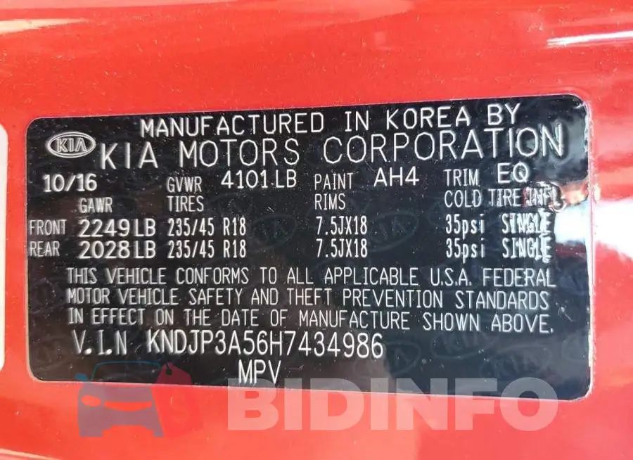 KNDJP3A56H7434986 Photo# 12