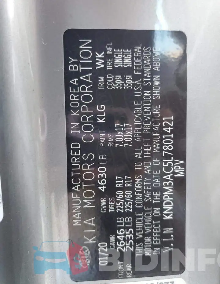 KNDPM3AC5L7801421 Photo# 10