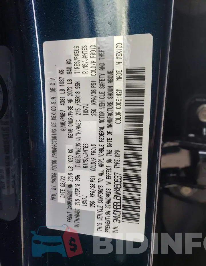 3MVDMBBL6NM450537 Photo# 10