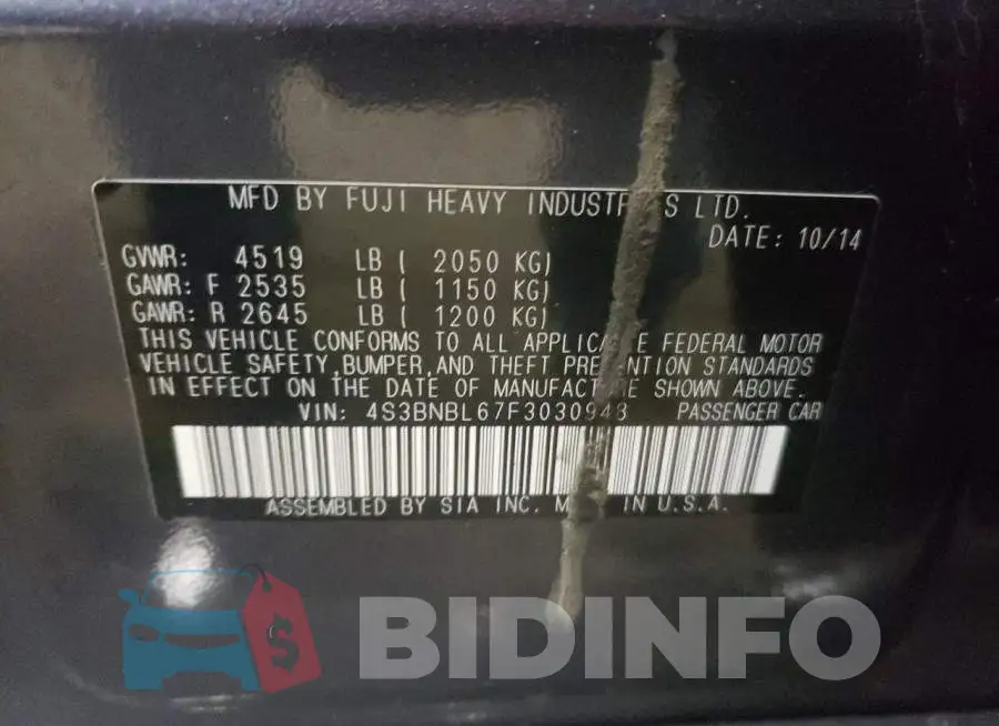 4S3BNBL67F3030948 Photo# 12