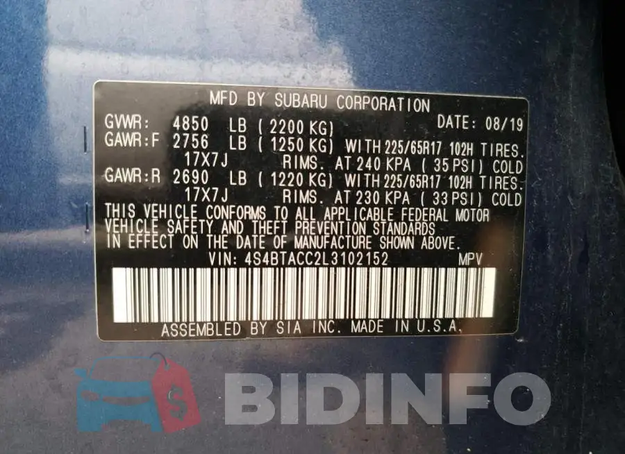 4S4BTACC2L3102152 Photo# 13