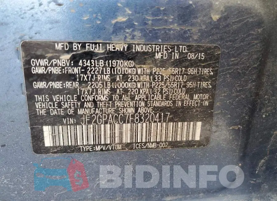 JF2GPACC7F8320417 Photo# 13