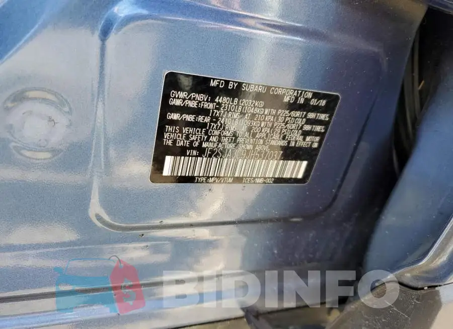 JF2SJAJC9JH537037 Photo# 13