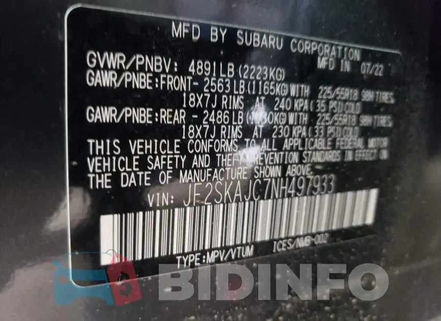 JF2SKAJC7NH497933 Photo# 10