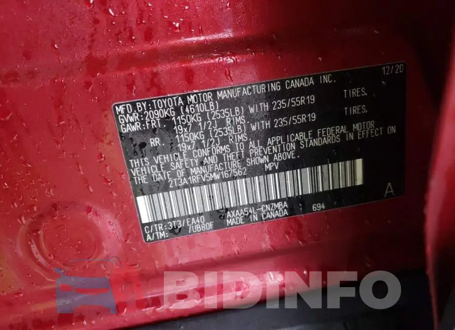 2T3A1RFV5MW167562 Photo# 14