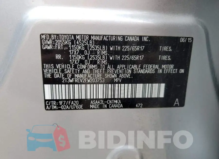 2T3WFREV2FW203753 Photo# 14