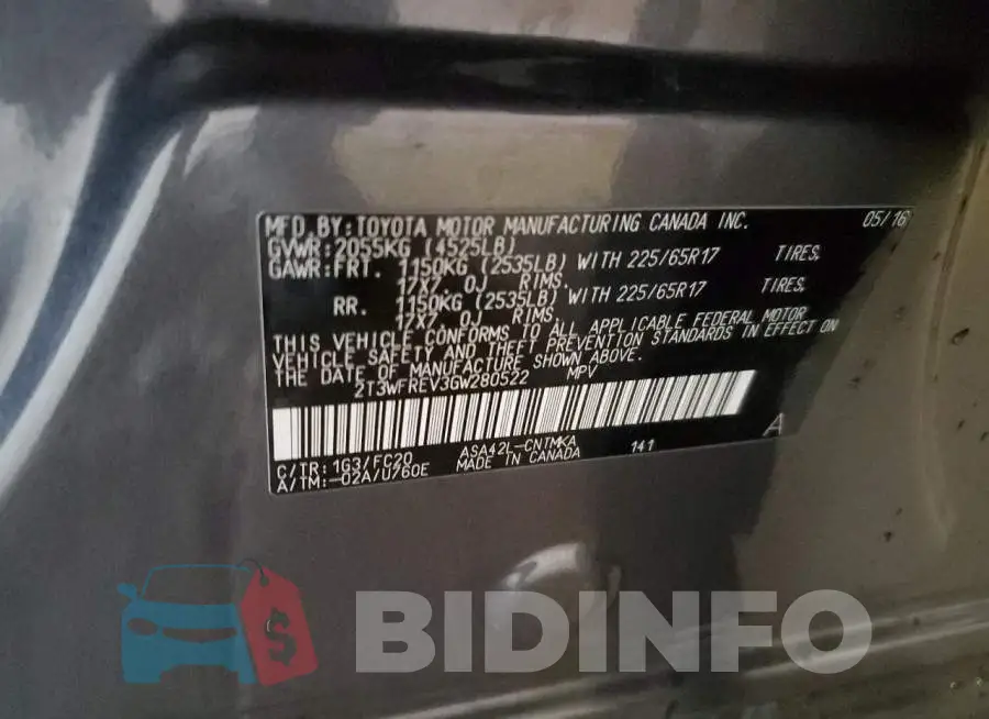 2T3WFREV3GW280522 Photo# 13