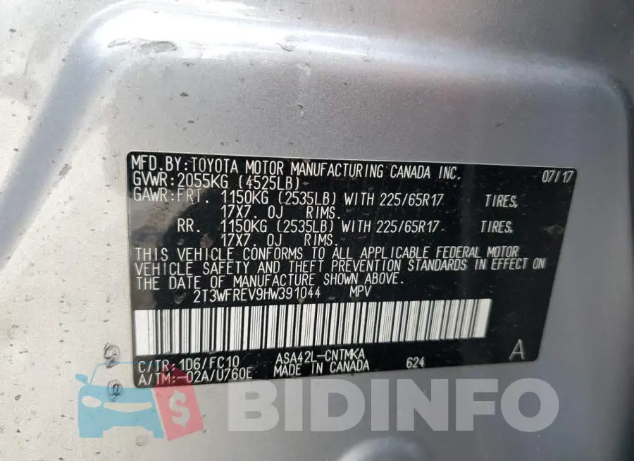 2T3WFREV9HW391044 Photo# 10