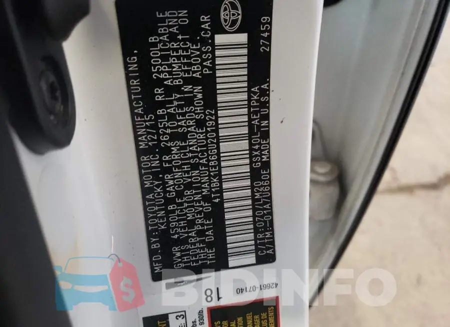 4T1BK1EB6GU201922 Photo# 12
