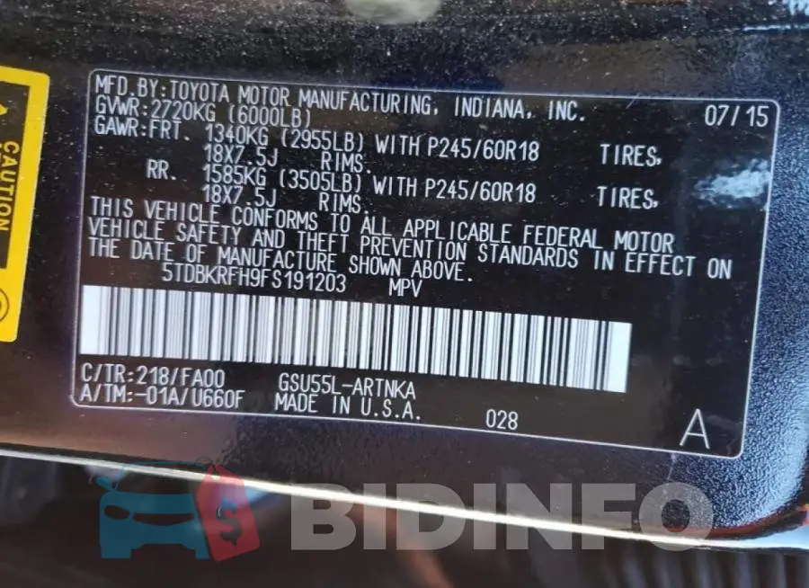 5TDBKRFH9FS191203 Photo# 13