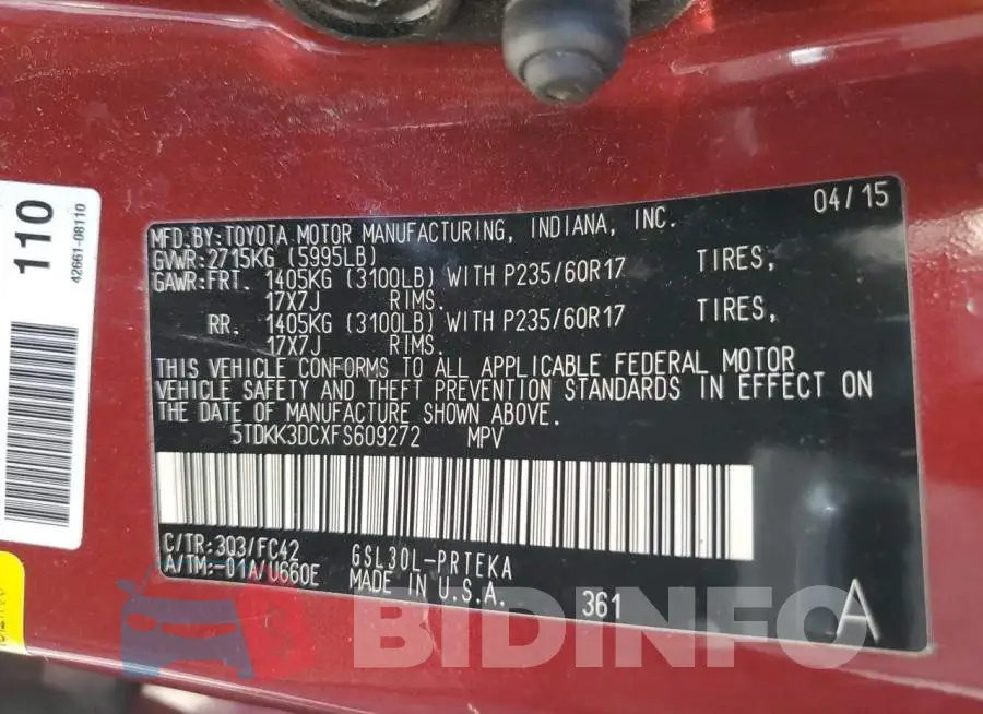 5TDKK3DCXFS609272 Photo# 13
