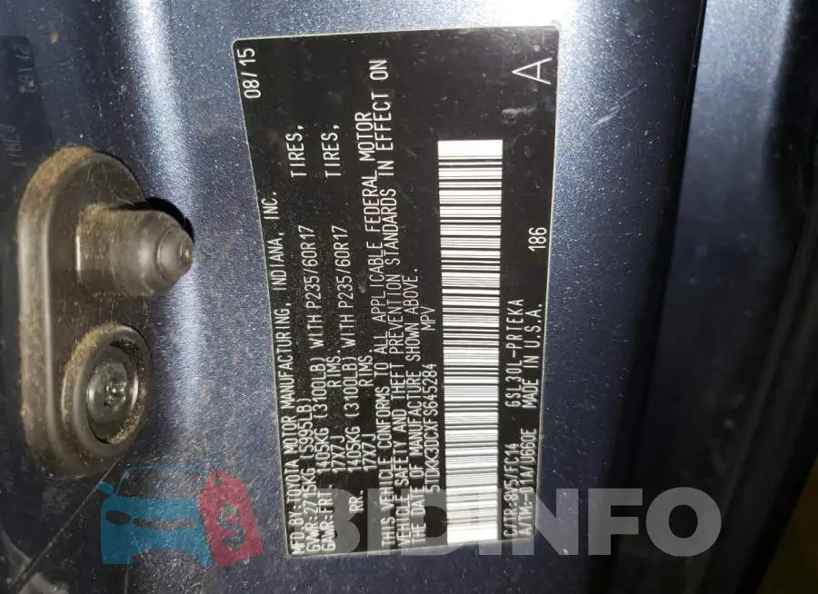 5TDKK3DCXFS645284 Photo# 13