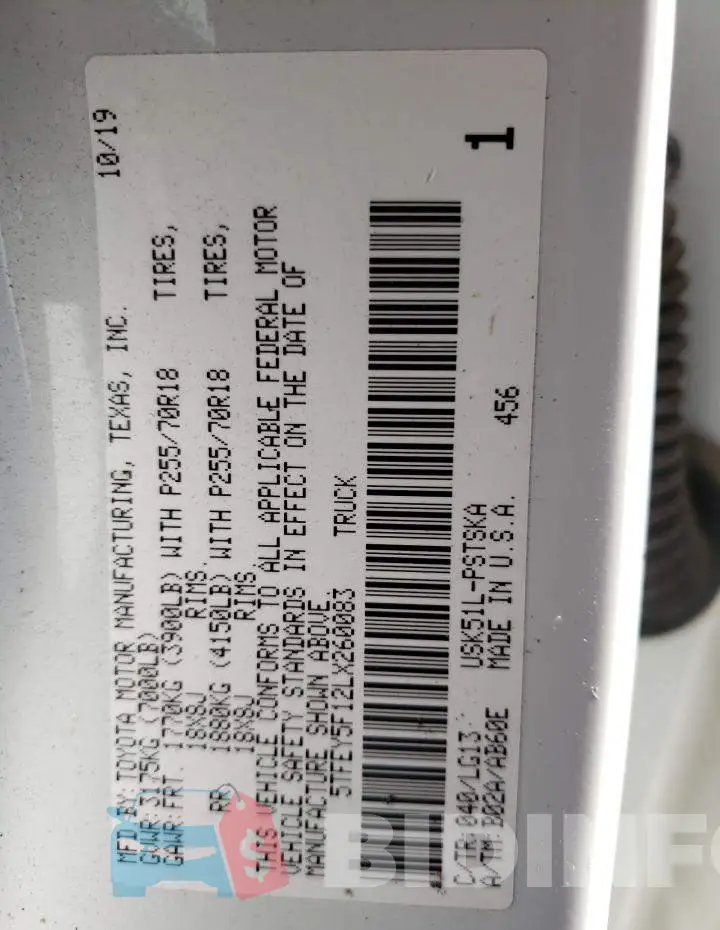 5TFEY5F12LX260083 Photo# 10