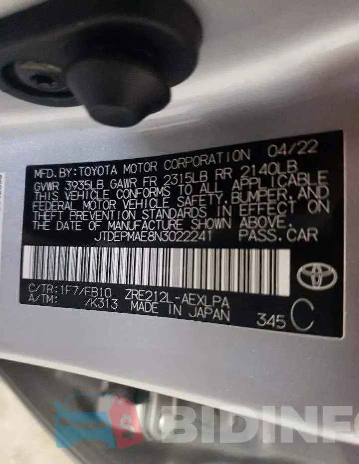JTDEPMAE8N3022241 Photo# 10