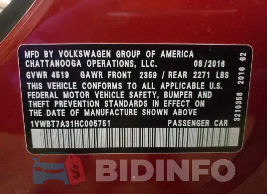 1VWBT7A31HC005751 Photo# 12