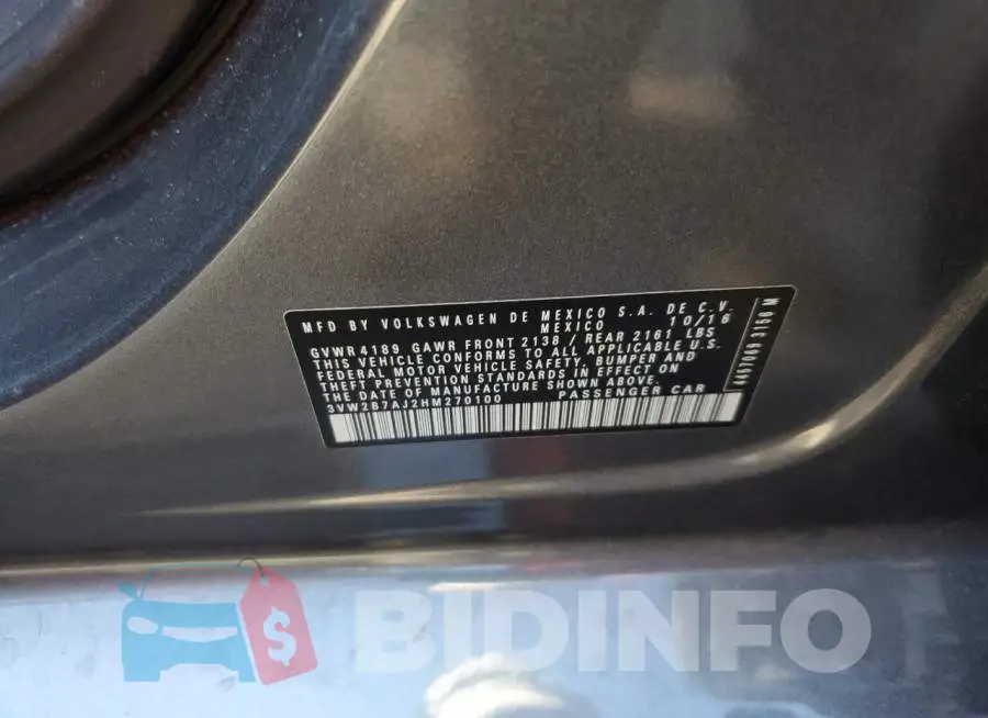 3VW2B7AJ2HM270100 Photo# 10