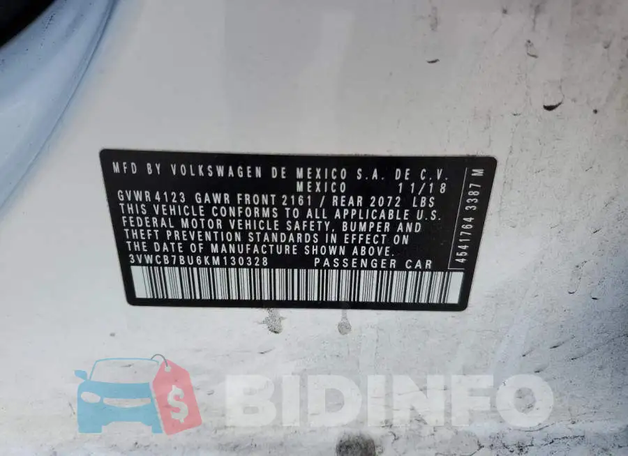 3VWCB7BU6KM130328 Photo# 12
