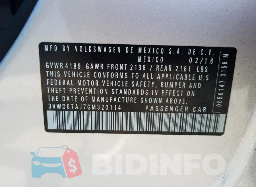 3VWD67AJ7GM320114 Photo# 10