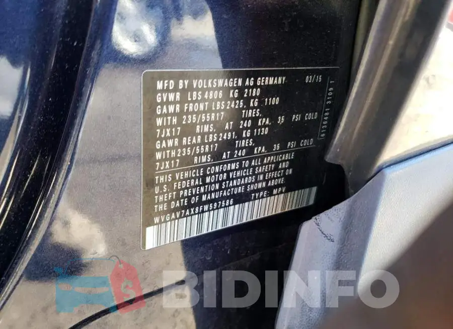 WVGAV7AX8FW597586 Photo# 12