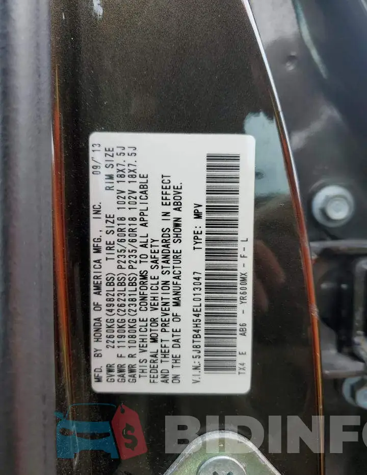 5J8TB4H54EL013047 Photo# 13