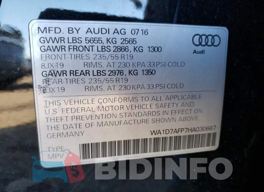 WA1D7AFP7HA030667 Photo# 14