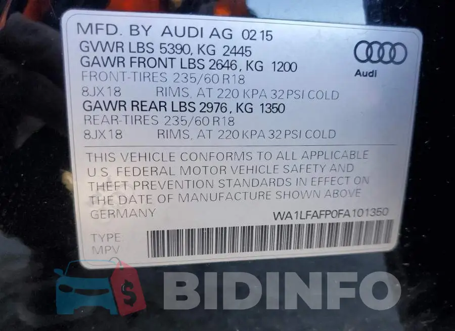 WA1LFAFP0FA101350 Photo# 13