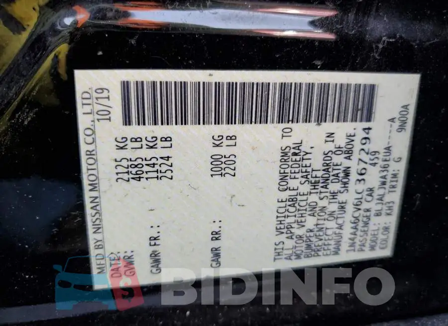 1N4AA6CV6LC367294 Photo# 12