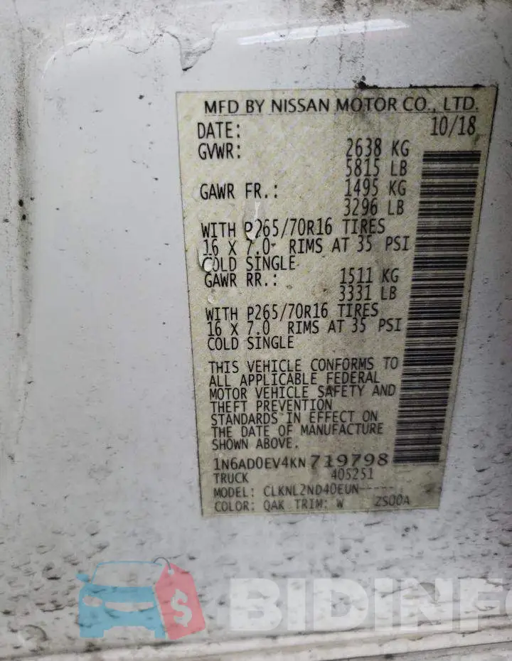 1N6AD0EV4KN719798 Photo# 12
