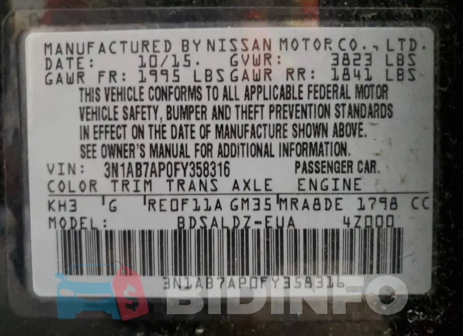 3N1AB7AP0FY358316 Photo# 13