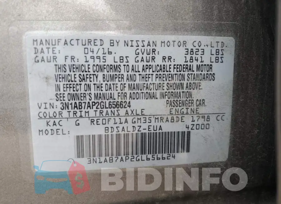 3N1AB7AP2GL656624 Photo# 12