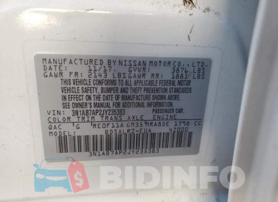 3N1AB7AP2JY235383 Photo# 10