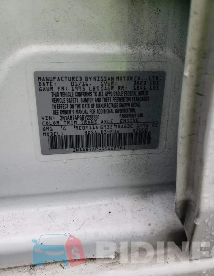 3N1AB7AP6GY228381 Photo# 12