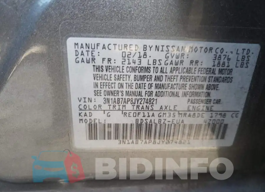 3N1AB7AP8JY274821 Photo# 12