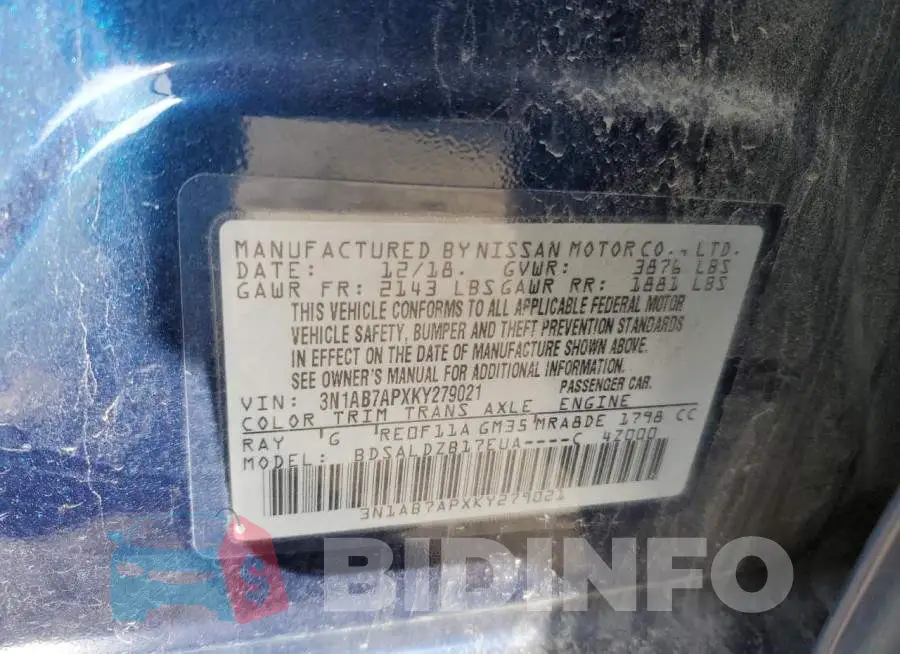3N1AB7APXKY279021 Photo# 12