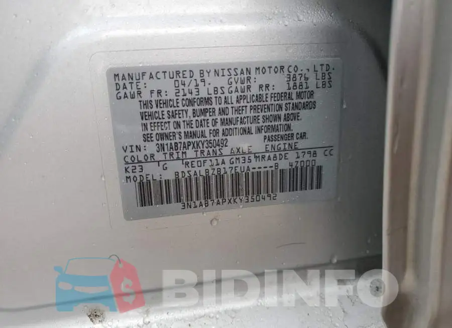 3N1AB7APXKY350492 Photo# 12
