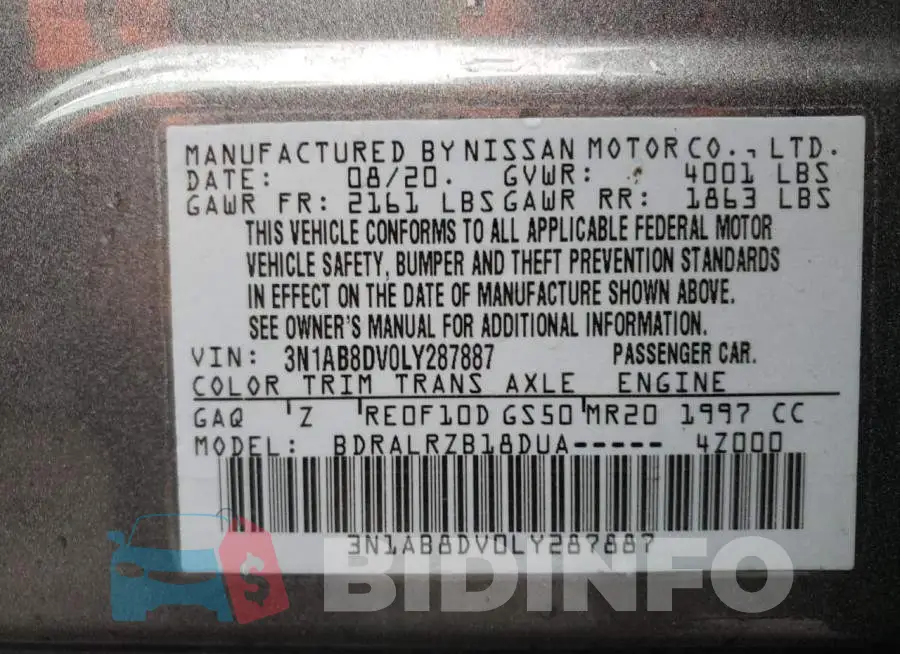 3N1AB8DV0LY287887 Photo# 12