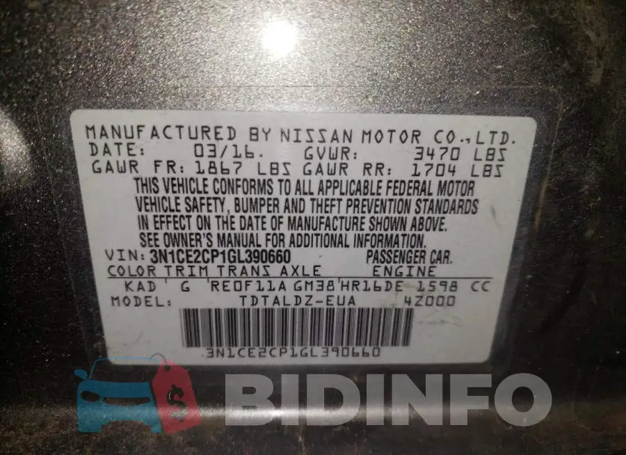 3N1CE2CP1GL390660 Photo# 12