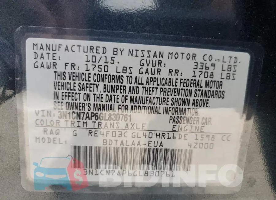3N1CN7AP6GL830761 Photo# 12