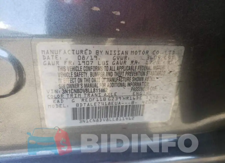 3N1CN8DV8LL811462 Photo# 12