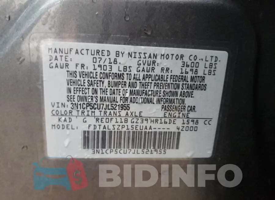 3N1CP5CU7JL521955 Photo# 13