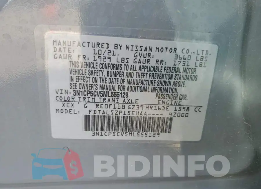 3N1CP5CV5ML555129 Photo# 12