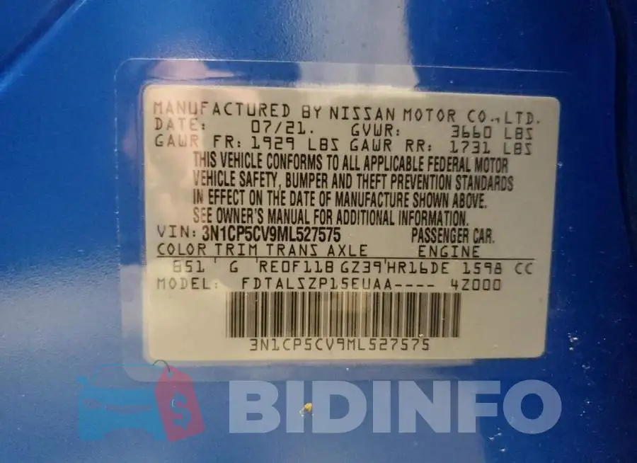 3N1CP5CV9ML527575 Photo# 13