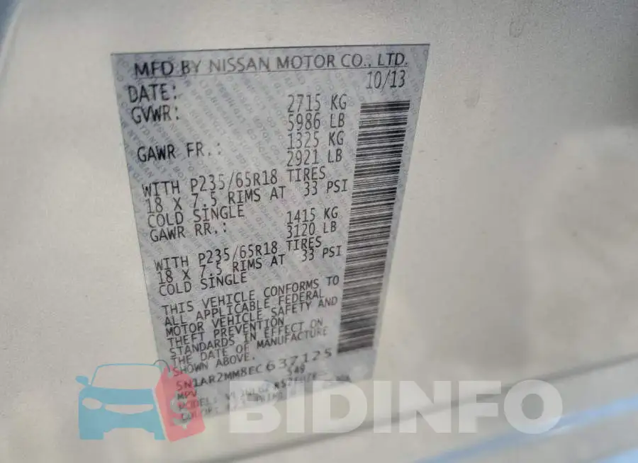 5N1AR2MM8EC637125 Photo# 13