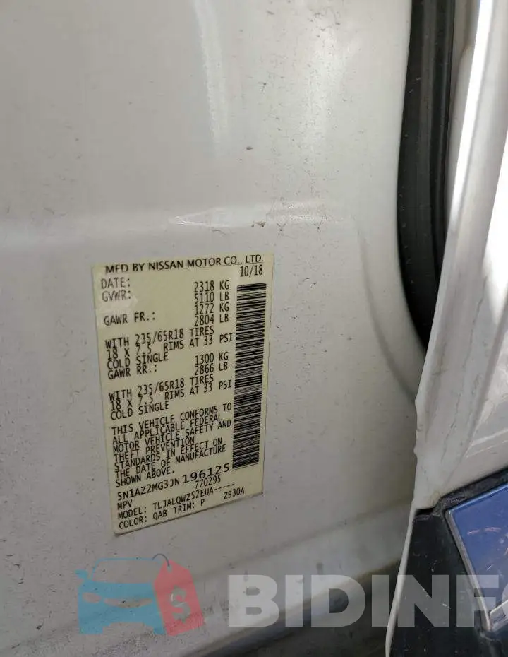 5N1AZ2MG3JN196125 Photo# 13