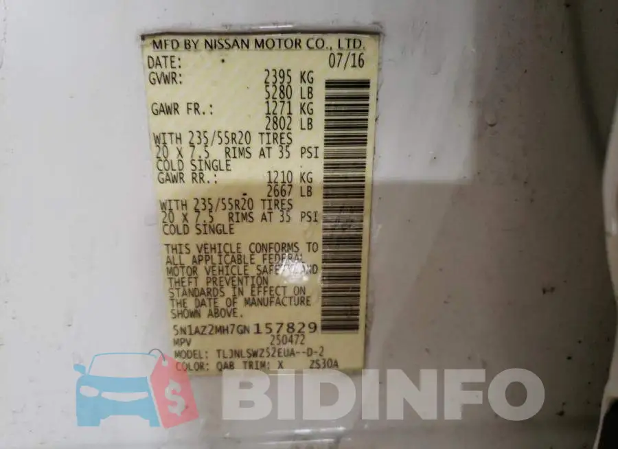 5N1AZ2MH7GN157829 Photo# 13